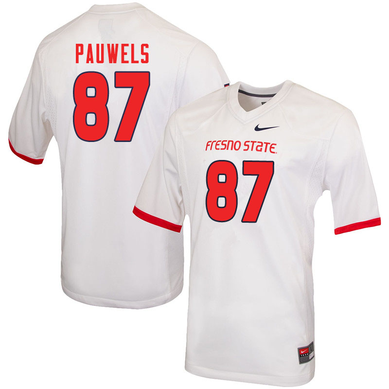 Men #87 Raymond Pauwels Fresno State Bulldogs College Football Jerseys Sale-White